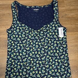 Old Navy Floral Tank Top - Navy and Yellow